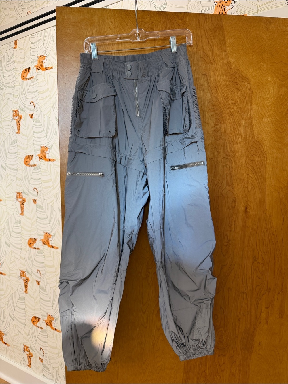 Free People Movement Silver/  Gray Reflective Cargo Jogger Cargo Pants /Shorts